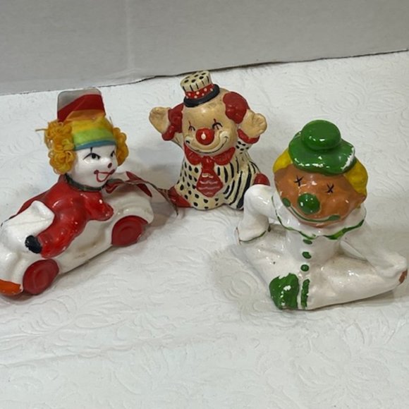 3 VTG Ceramic Hand Painted Figurines Circus Clowns 3"-3.5" Tall - Picture 5 of 16